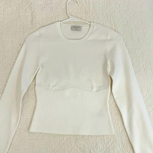 Babaton Sculpt Knit Empire Longsleeve Sweater in White